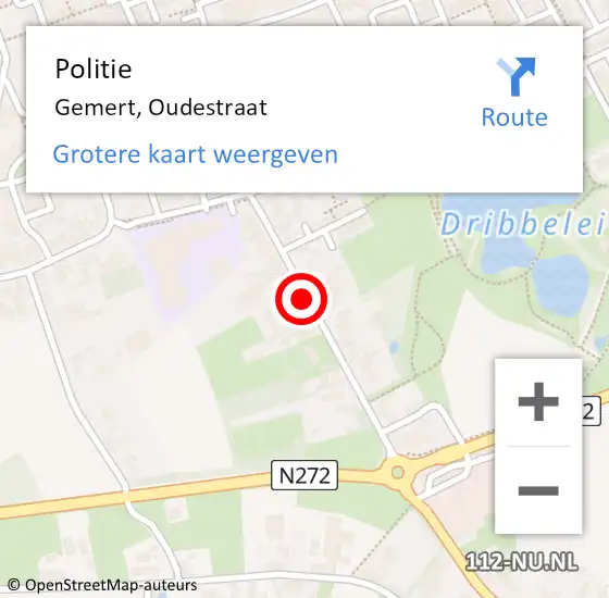 Locatie op kaart van de 112 melding: Politie Gemert, Oudestraat op 6 december 2019 13:59