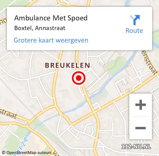 Locatie op kaart van de 112 melding: Ambulance Met Spoed Naar Boxtel, Annastraat op 6 december 2019 14:12