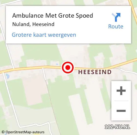 Locatie op kaart van de 112 melding: Ambulance Met Grote Spoed Naar Nuland, Heeseind op 6 december 2019 14:41