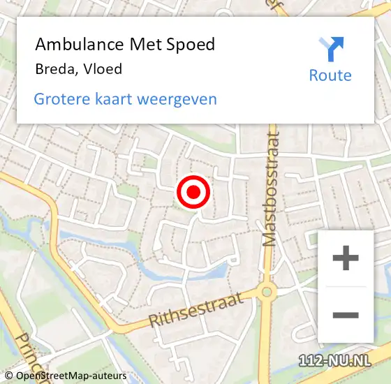 Locatie op kaart van de 112 melding: Ambulance Met Spoed Naar Breda, Vloed op 6 december 2019 19:13