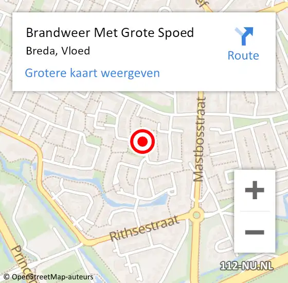 Locatie op kaart van de 112 melding: Brandweer Met Grote Spoed Naar Breda, Vloed op 6 december 2019 19:27