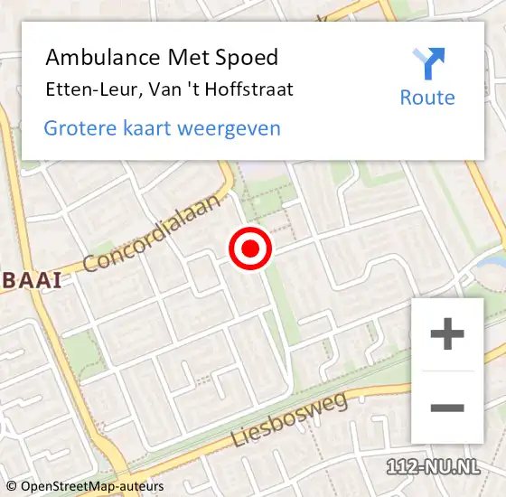 Locatie op kaart van de 112 melding: Ambulance Met Spoed Naar Etten-Leur, Van 't Hoffstraat op 6 december 2019 20:30