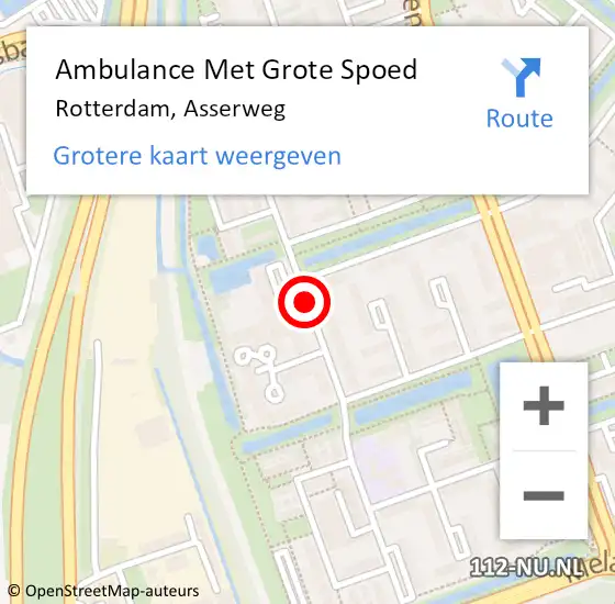 Locatie op kaart van de 112 melding: Ambulance Met Grote Spoed Naar Rotterdam, Asserweg op 6 december 2019 23:02