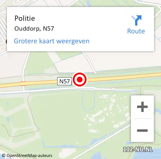 Locatie op kaart van de 112 melding: Politie Ouddorp, N57 op 6 december 2019 23:49