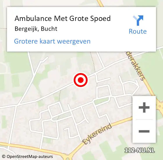 Locatie op kaart van de 112 melding: Ambulance Met Grote Spoed Naar Bergeijk, Bucht op 7 december 2019 01:12