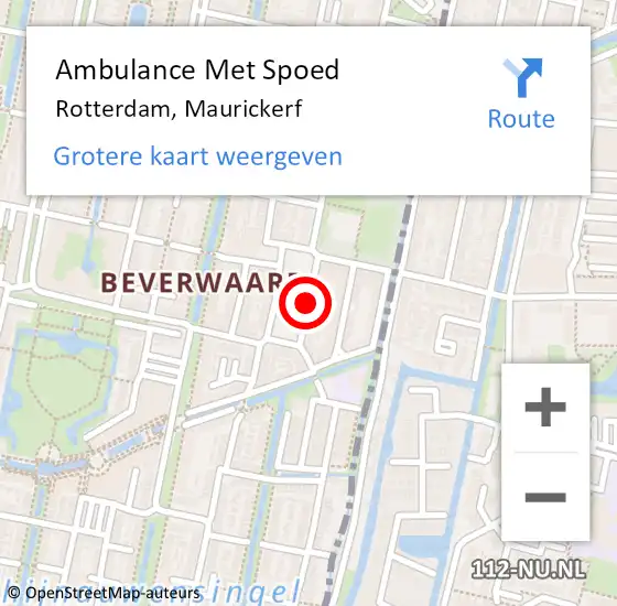 Locatie op kaart van de 112 melding: Ambulance Met Spoed Naar Rotterdam, Maurickerf op 7 december 2019 09:15