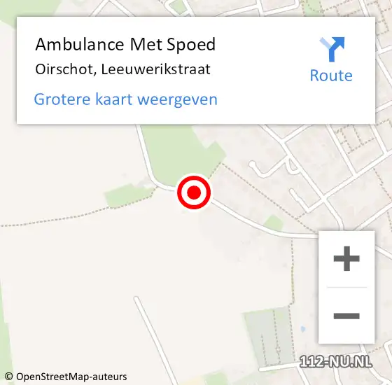 Locatie op kaart van de 112 melding: Ambulance Met Spoed Naar Oirschot, Leeuwerikstraat op 7 december 2019 14:37