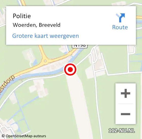 Locatie op kaart van de 112 melding: Politie Woerden, Breeveld op 7 december 2019 14:37