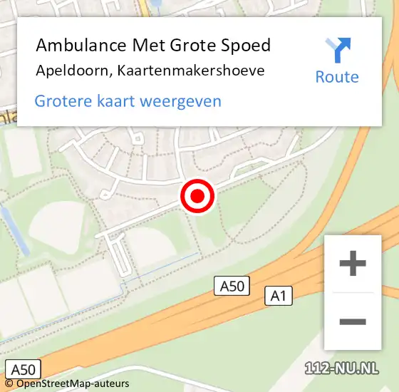 Locatie op kaart van de 112 melding: Ambulance Met Grote Spoed Naar Apeldoorn, Kaartenmakershoeve op 7 december 2019 16:26