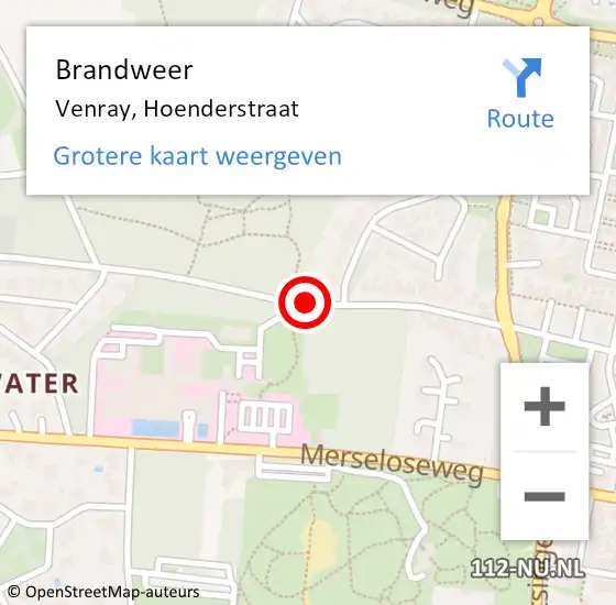 Locatie op kaart van de 112 melding: Brandweer Venray, Hoenderstraat op 7 december 2019 17:32