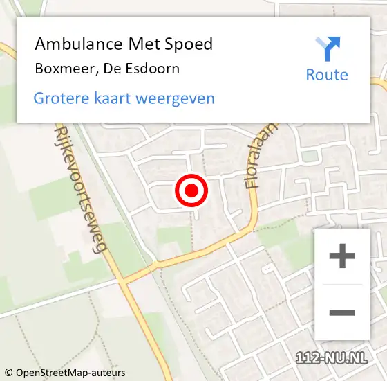 Locatie op kaart van de 112 melding: Ambulance Met Spoed Naar Boxmeer, De Esdoorn op 7 december 2019 21:45