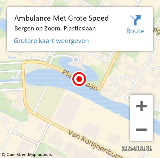 Locatie op kaart van de 112 melding: Ambulance Met Grote Spoed Naar Bergen op Zoom, Plasticslaan op 7 december 2019 22:11