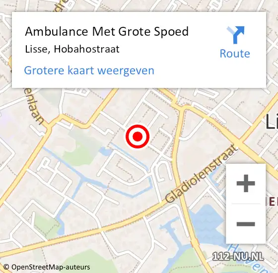 Locatie op kaart van de 112 melding: Ambulance Met Grote Spoed Naar Lisse, Hobahostraat op 8 december 2019 03:22