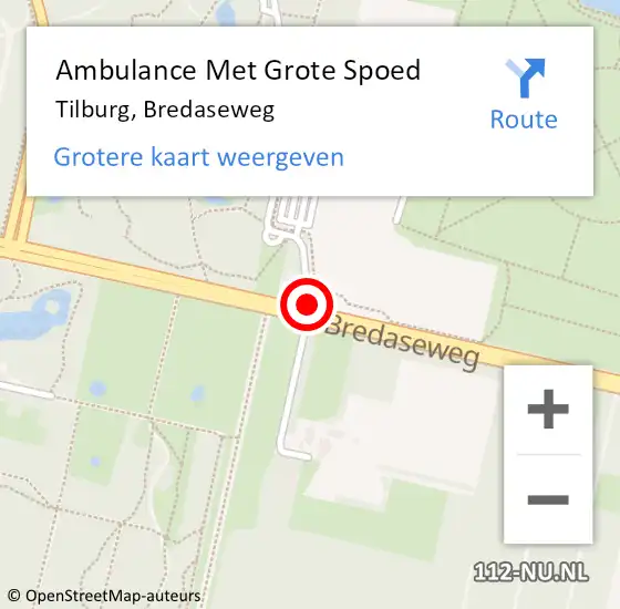Locatie op kaart van de 112 melding: Ambulance Met Grote Spoed Naar Tilburg, Bredaseweg op 8 december 2019 04:22
