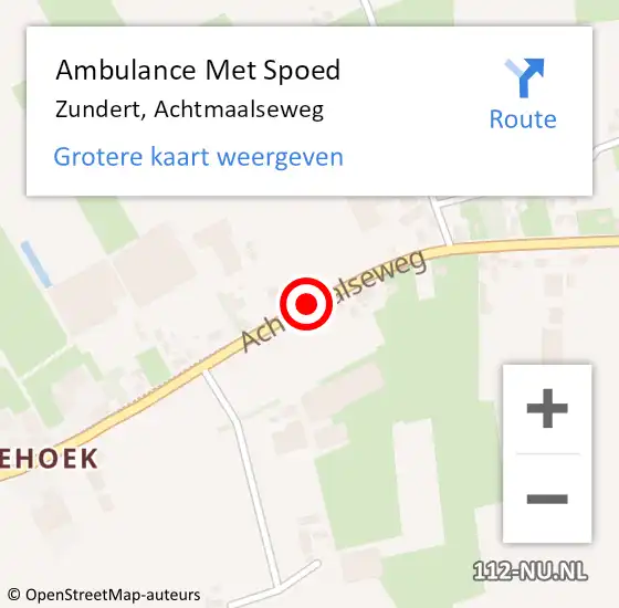Locatie op kaart van de 112 melding: Ambulance Met Spoed Naar Zundert, Achtmaalseweg op 8 december 2019 05:54