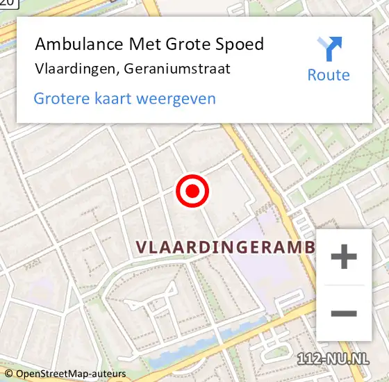 Locatie op kaart van de 112 melding: Ambulance Met Grote Spoed Naar Vlaardingen, Geraniumstraat op 8 december 2019 12:39