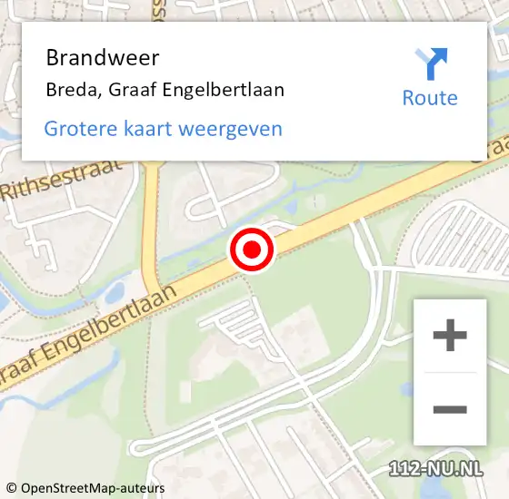 Locatie op kaart van de 112 melding: Brandweer Breda, Graaf Engelbertlaan op 8 december 2019 13:21