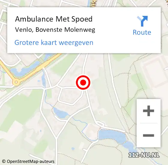 Locatie op kaart van de 112 melding: Ambulance Met Spoed Naar Venlo, Bovenste Molenweg op 8 december 2019 14:20
