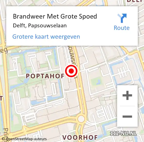Locatie op kaart van de 112 melding: Brandweer Met Grote Spoed Naar Delft, Papsouwselaan op 8 december 2019 15:14