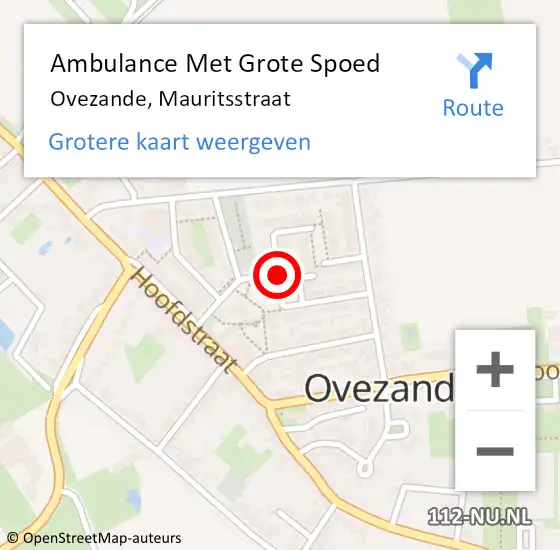 Locatie op kaart van de 112 melding: Ambulance Met Grote Spoed Naar Ovezande, Mauritsstraat op 8 december 2019 17:11