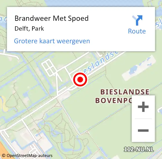 Locatie op kaart van de 112 melding: Brandweer Met Spoed Naar Delft, Park op 8 december 2019 18:01