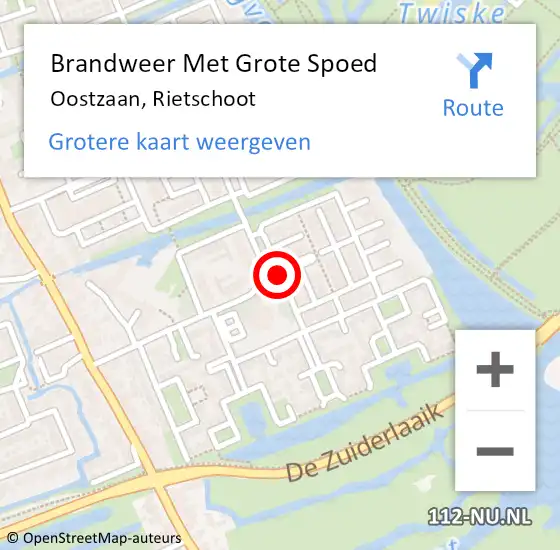 Locatie op kaart van de 112 melding: Brandweer Met Grote Spoed Naar Oostzaan, Rietschoot op 8 december 2019 19:34