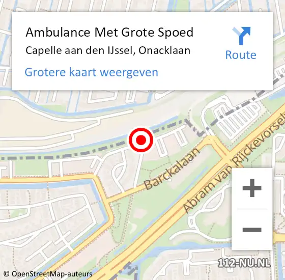 Locatie op kaart van de 112 melding: Ambulance Met Grote Spoed Naar Capelle aan den IJssel, Onacklaan op 8 december 2019 20:49