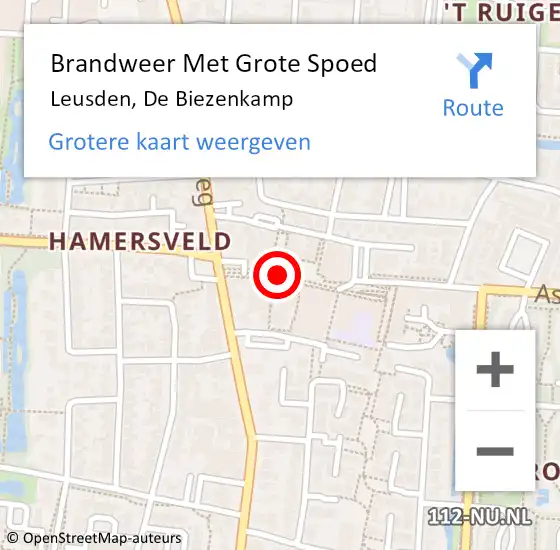Locatie op kaart van de 112 melding: Brandweer Met Grote Spoed Naar Leusden, De Biezenkamp op 8 december 2019 22:15