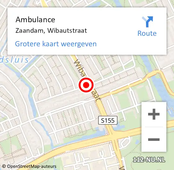 Locatie op kaart van de 112 melding: Ambulance Zaandam, Wibautstraat op 9 december 2019 07:33