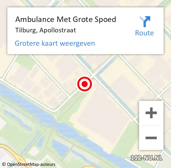 Locatie op kaart van de 112 melding: Ambulance Met Grote Spoed Naar Tilburg, Apollostraat op 9 december 2019 10:33