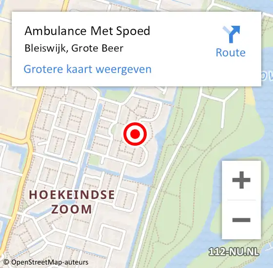 Locatie op kaart van de 112 melding: Ambulance Met Spoed Naar Bleiswijk, Grote Beer op 9 december 2019 10:48