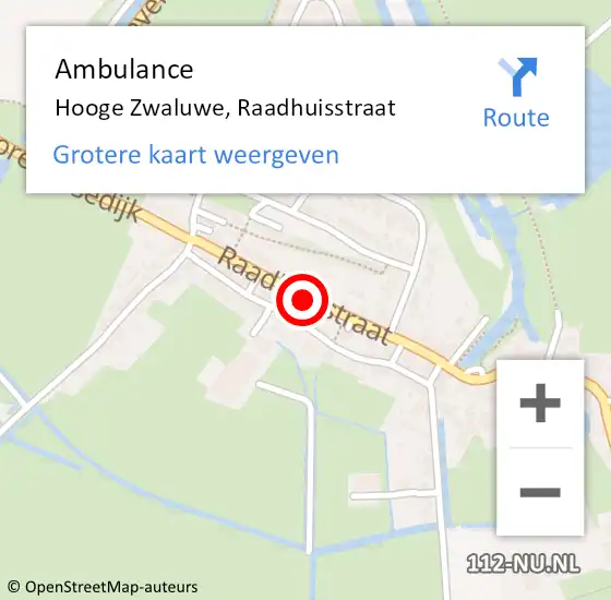 Locatie op kaart van de 112 melding: Ambulance Hooge Zwaluwe, Raadhuisstraat op 9 december 2019 11:42