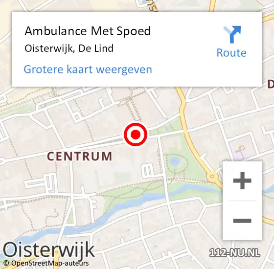 Locatie op kaart van de 112 melding: Ambulance Met Spoed Naar Oisterwijk, De Lind op 9 december 2019 12:40
