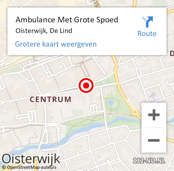 Locatie op kaart van de 112 melding: Ambulance Met Grote Spoed Naar Oisterwijk, De Lind op 9 december 2019 12:43