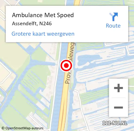 Locatie op kaart van de 112 melding: Ambulance Met Spoed Naar Assendelft, N246 op 9 december 2019 13:43
