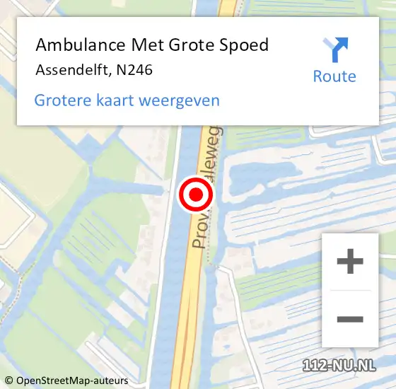 Locatie op kaart van de 112 melding: Ambulance Met Grote Spoed Naar Assendelft, N246 op 9 december 2019 13:57