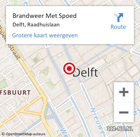 Locatie op kaart van de 112 melding: Brandweer Met Spoed Naar Delft, Raadhuislaan op 9 december 2019 14:57