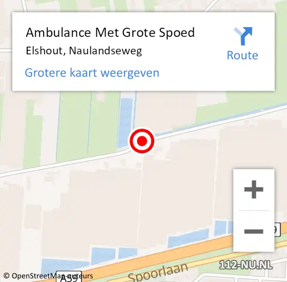 Locatie op kaart van de 112 melding: Ambulance Met Grote Spoed Naar Elshout, Naulandseweg op 9 december 2019 17:39