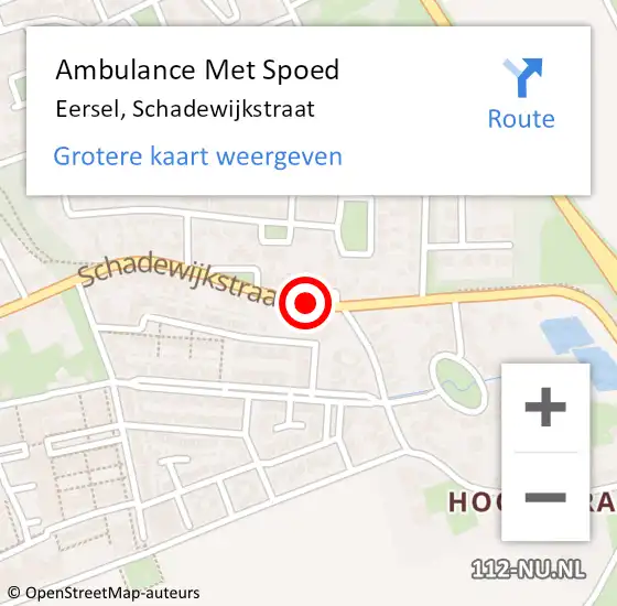 Locatie op kaart van de 112 melding: Ambulance Met Spoed Naar Eersel, Schadewijkstraat op 9 december 2019 21:56