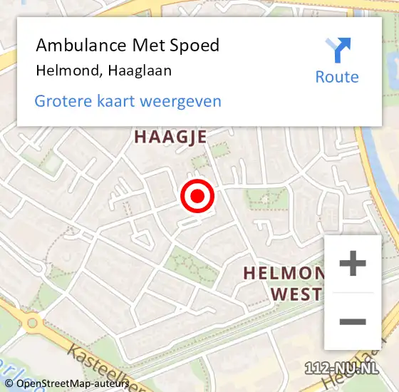 Locatie op kaart van de 112 melding: Ambulance Met Spoed Naar Helmond, Haaglaan op 9 december 2019 22:10