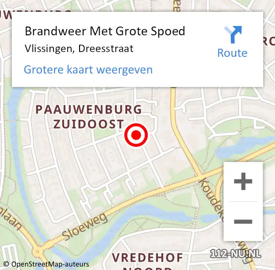 Locatie op kaart van de 112 melding: Brandweer Met Grote Spoed Naar Vlissingen, Dreesstraat op 10 december 2019 00:46