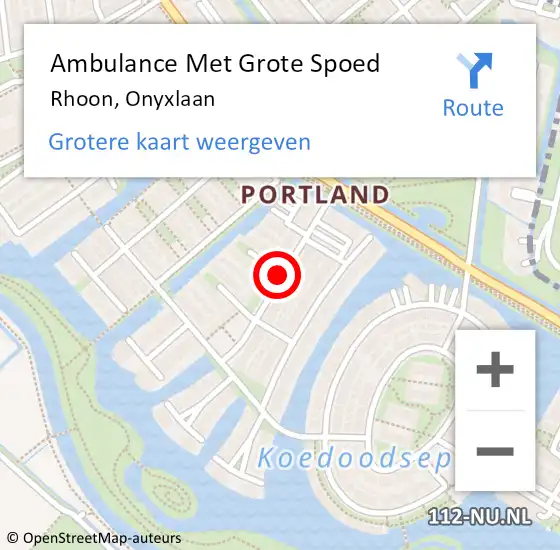 Locatie op kaart van de 112 melding: Ambulance Met Grote Spoed Naar Rhoon, Onyxlaan op 10 december 2019 06:25
