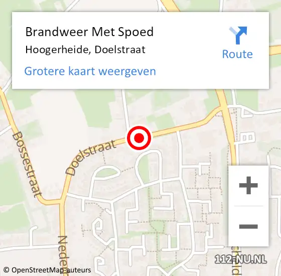 Locatie op kaart van de 112 melding: Brandweer Met Spoed Naar Hoogerheide, Doelstraat op 10 december 2019 06:42