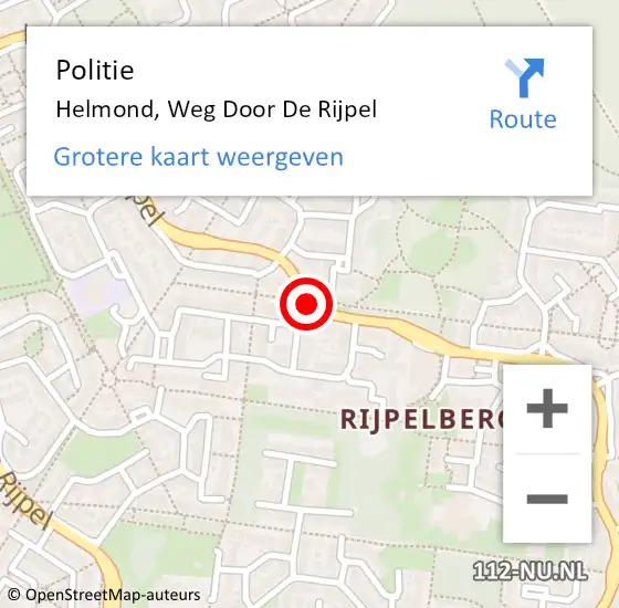Locatie op kaart van de 112 melding: Politie Helmond, Weg Door De Rijpel op 10 december 2019 07:50