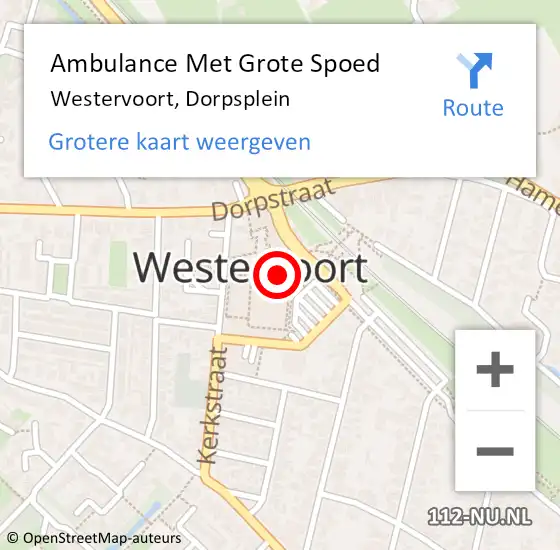 Locatie op kaart van de 112 melding: Ambulance Met Grote Spoed Naar Westervoort, Dorpsplein op 10 december 2019 08:28