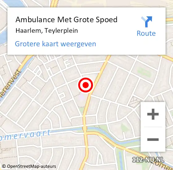 Locatie op kaart van de 112 melding: Ambulance Met Grote Spoed Naar Haarlem, Teylerplein op 10 december 2019 09:00