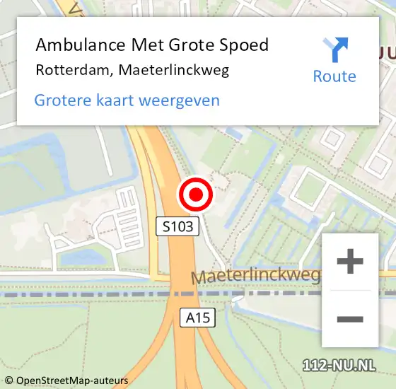 Locatie op kaart van de 112 melding: Ambulance Met Grote Spoed Naar Rotterdam, Maeterlinckweg op 10 december 2019 09:28