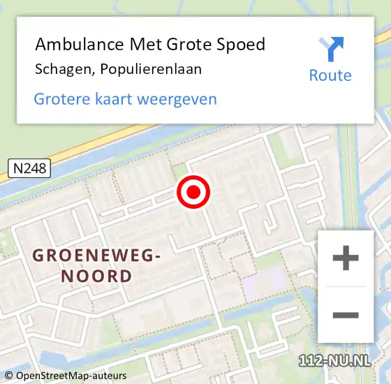 Locatie op kaart van de 112 melding: Ambulance Met Grote Spoed Naar Schagen, Populierenlaan op 10 december 2019 12:28