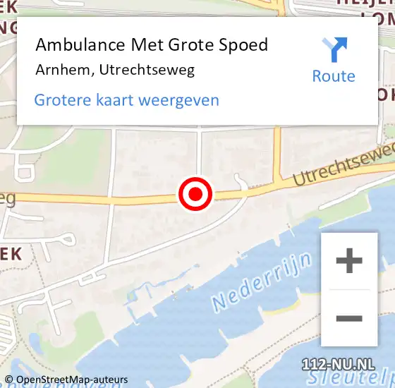 Locatie op kaart van de 112 melding: Ambulance Met Grote Spoed Naar Arnhem, Utrechtseweg op 10 december 2019 13:18