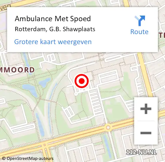 Locatie op kaart van de 112 melding: Ambulance Met Spoed Naar Rotterdam, G.B. Shawplaats op 10 december 2019 13:35